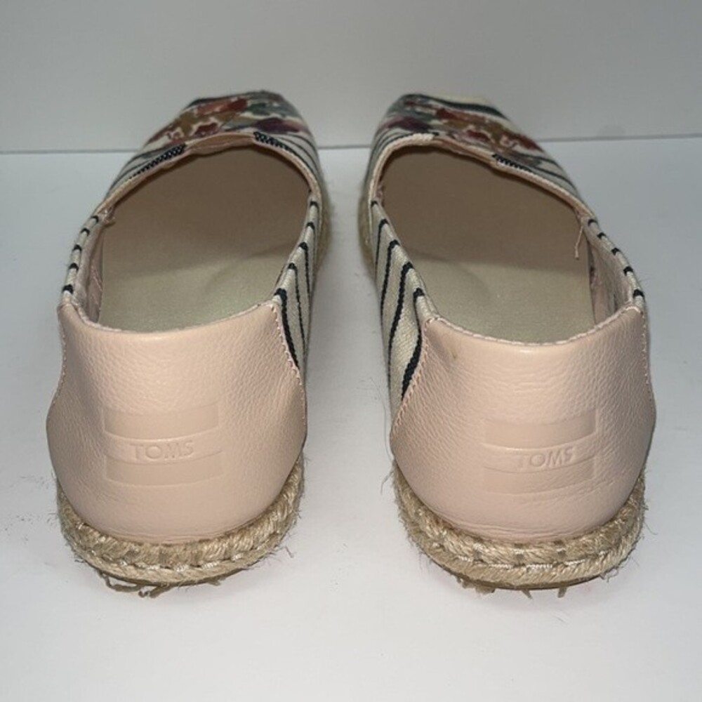 Tom's Womens Size 9 Embroidered Floral Striped Slip-On Espadrille Flats - Picture 7 of 13